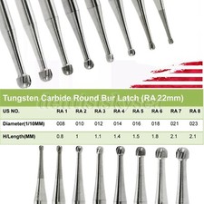 8 Types Dental Round Carbide Bur for Slow Speed Latch Type RA 1 - 8 Burs
