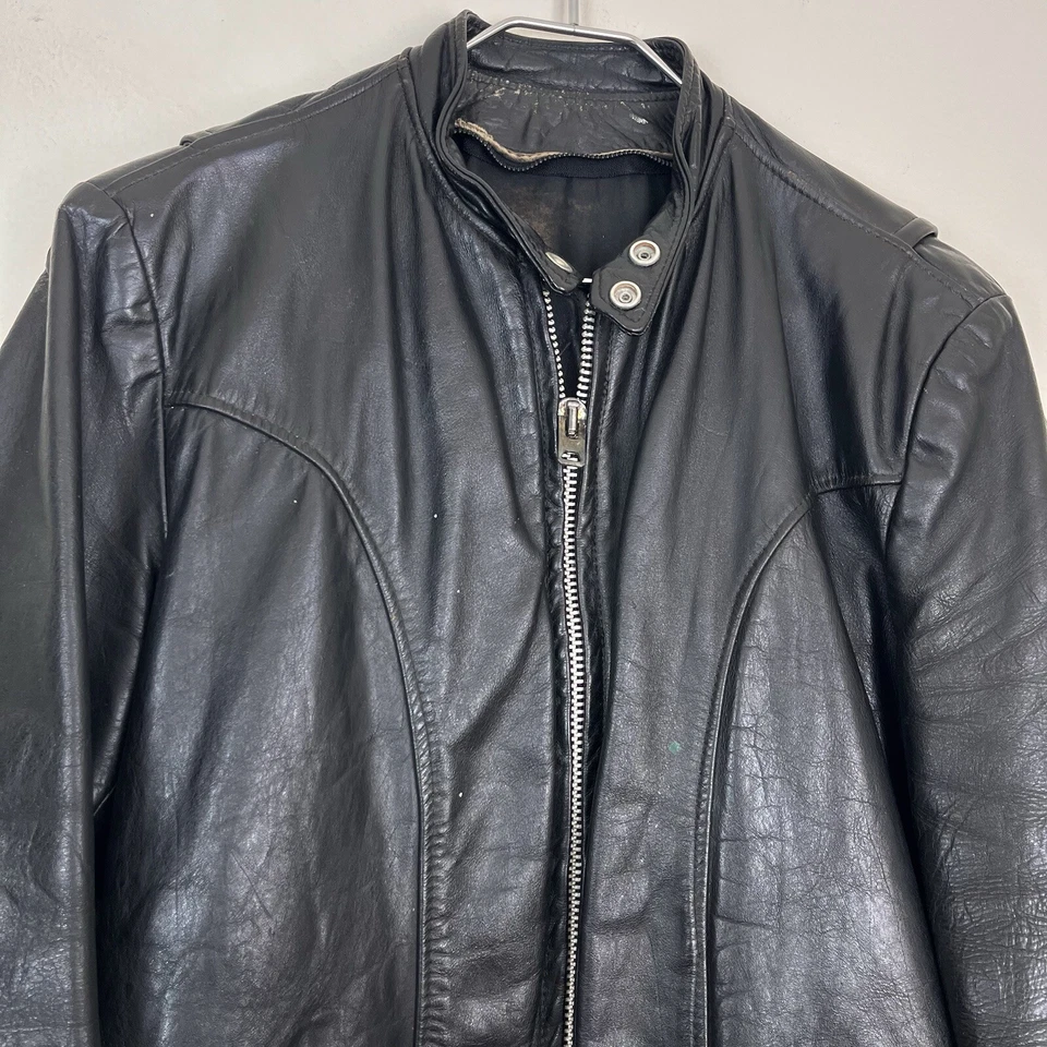 Chaqueta de cuero Brooks vintage para hombre talla 42 negra café corredor motociclista motocicleta Foto 2 de 4