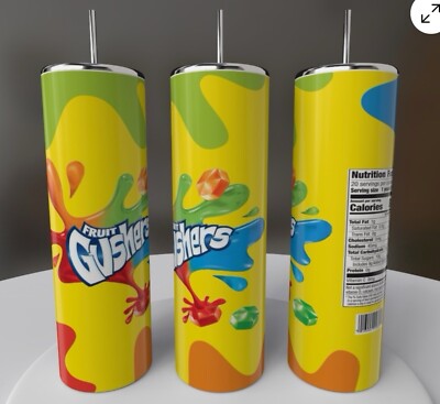 FRUIT GUSHERS 20oz Skinny Insulated Custom Tumbler Lid Straw