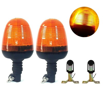 Zwei Flexi DIN Zapfen Masthalterung LED Sicherheit orange Warnleuchte Leuchten Lampen E9