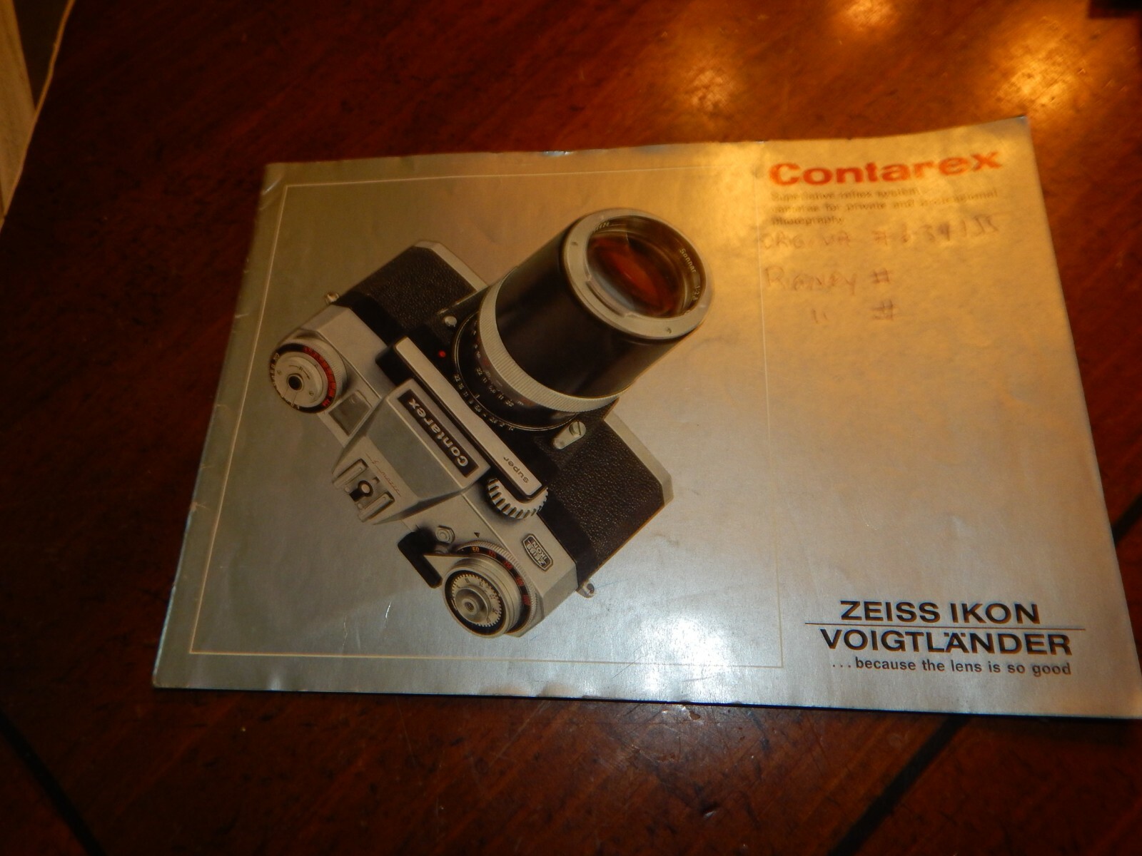 CONTAREX ZEISS IKON VOIGTLANDER INSTRUCTION BOOK OWNER'S