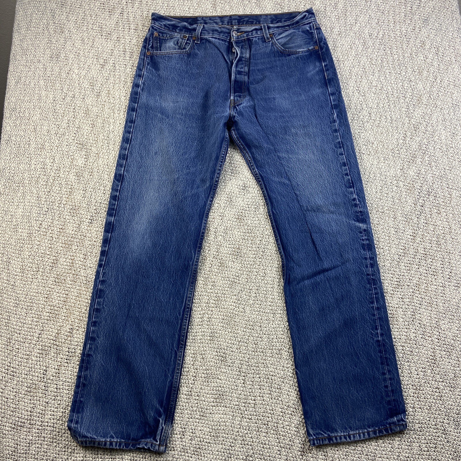 Levis 501 Mens 38x36 Original Button Fly Straight Fit Jeans Blue Medium