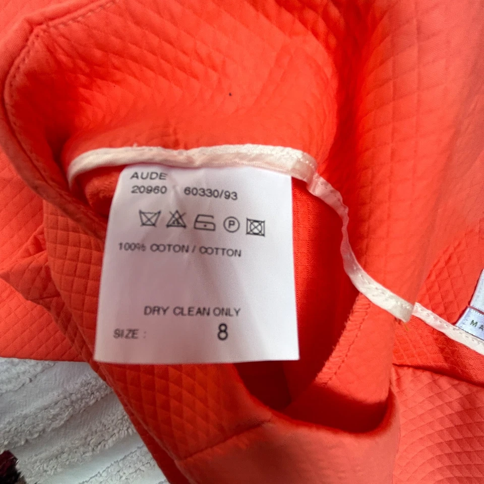 Bernard Zins Womens Aude Ankle Pants Diamond Pattern Sz 8 Orange Made in France - Image 4 of 4