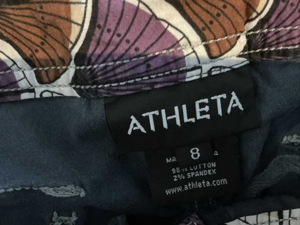 Athleta Navy Corduroy Shorts Size 8 Bottom W/Drawstring Waist Cotton Stretch - Image 3 of 4