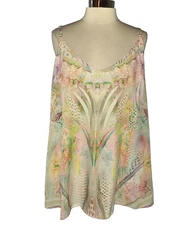 CITY CHIC 18W Tank Top Shirt Pink Yellow Blue Floral Sleeveless