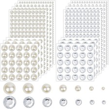2032 Pcs Self Adhesive Hair Gems, Hair Pearls 7 Sizes 3-12mm