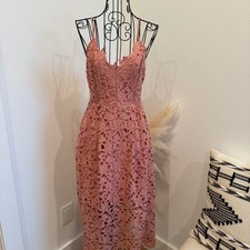 ASTR the Label Lace Crochet A- Line Mauve Pink Midi Cottage Dress S- Cocktail