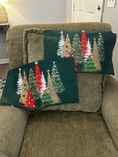 Set Of 2 Holiday Throw Pillow Covers Featuring Various Christmas Trees 20  X 12  