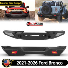 Front Rear Bumper For 2021-2026 Ford Bronco Duty Steel Black With Side Wings