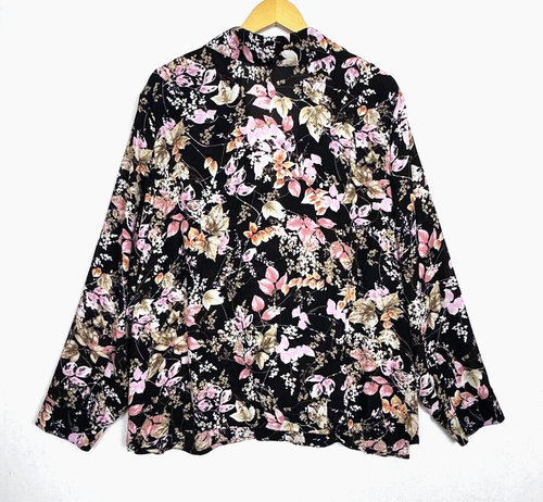 J. Jill Top Gr. 3X Faux Wickelbluse Gummibund Kerbkragen schwarz geblümt - Bild 11 von 19