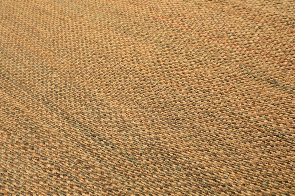 Alfombra tejida a mano 8x10 pastos marinos dorada tibetana moderna texturizada tejido plano Foto 3 de 4
