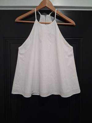 Amanda Uprichard USA Sleeveless Spaghetti Halter Top S 100% Cotton White Lined
