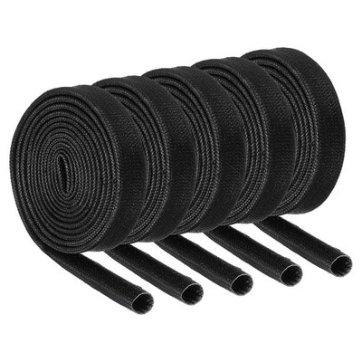 10Pcs Insulation Braided Cable Sleeve,3.3Ft-1/4 Inch ID Black Fiberglass