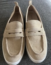 Vionic Women's Beige Suede Slip-On Loafer Flats Comfort Round Toe Logo Casual