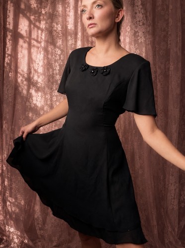 1980s gothic chiffon dress