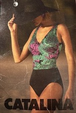 NWT Vintage Catalina Shape Maker Purple Green One Piece Swimsuit Sz 14