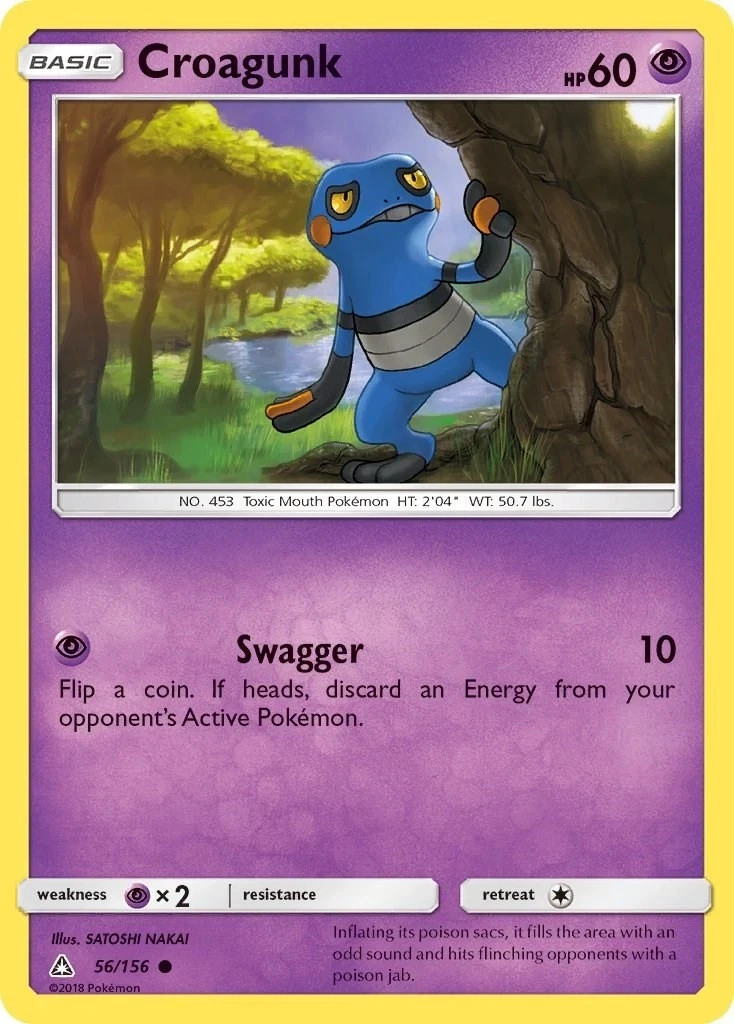 Pokemon CROAGUNK Sun & Moon Ultra Prism 56/156 NM/Mint PACK FRESH