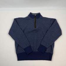 Peter Millar Kids Blue Extrafine Merino Wool Quarter Zip Sweater Large MF18S63