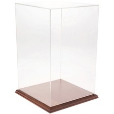 Plymor Clear Acrylic Display Case with Hardwood Base, 9" x 9" x 14"