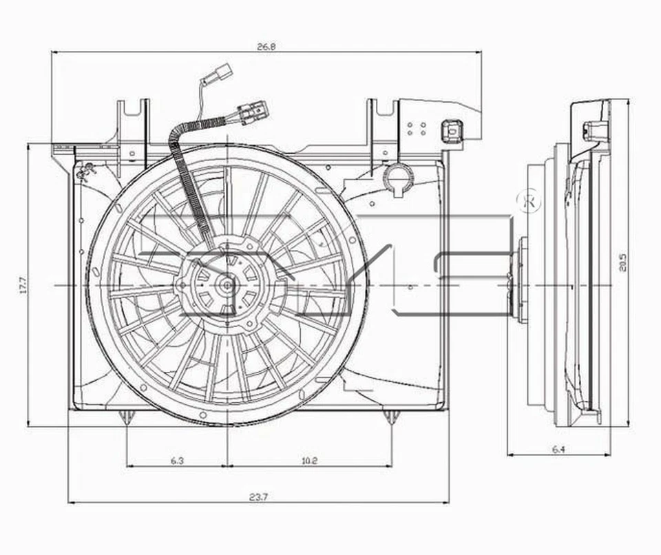 Conjunto de ventilador condensador y radiador doble TYC 621200 para 98-04 Volvo S70 V70 Foto 4 de 4