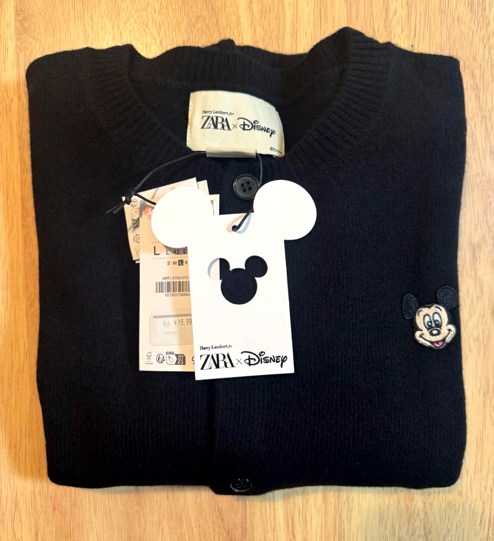 Zara x Harry Lambert x Disney Mickey Mouse Patch Cardigan Black L