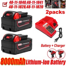 2/1PACK For Milwaukee for M18 8.0AH Battery Lithium Extended Capacity 48-11-1860