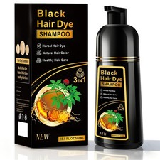 Black Hair Dye Shampoo 3 in 1 for Gray Hair, Herbal Ingredients Natural Color