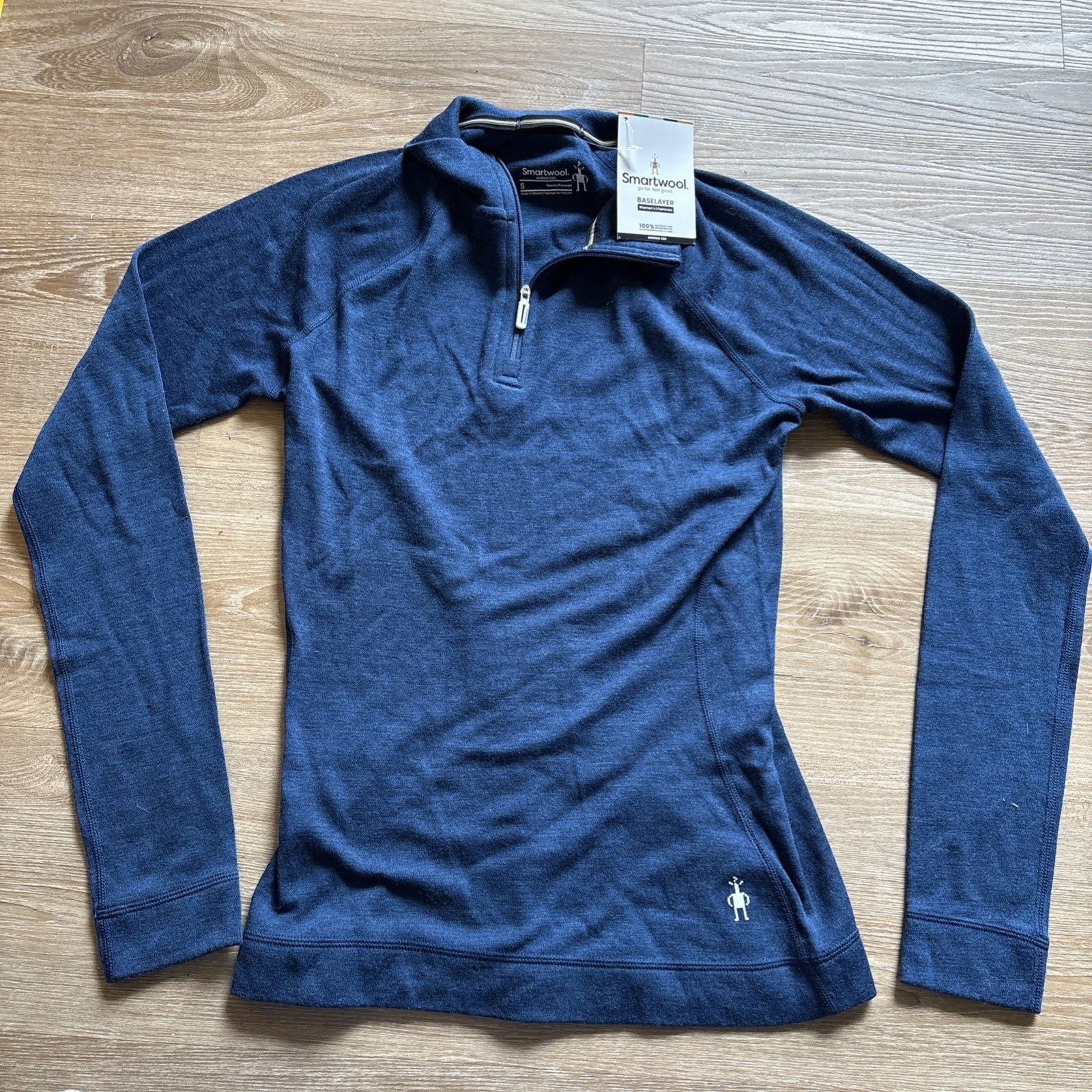 NWT Smartwool Women's Merino 250 1/4 Zip Baselayer Blue Size Small