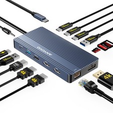 USB C Docking Station 14 in 1 with 2 4K HDMI, DP, 5 USB 10Gbps