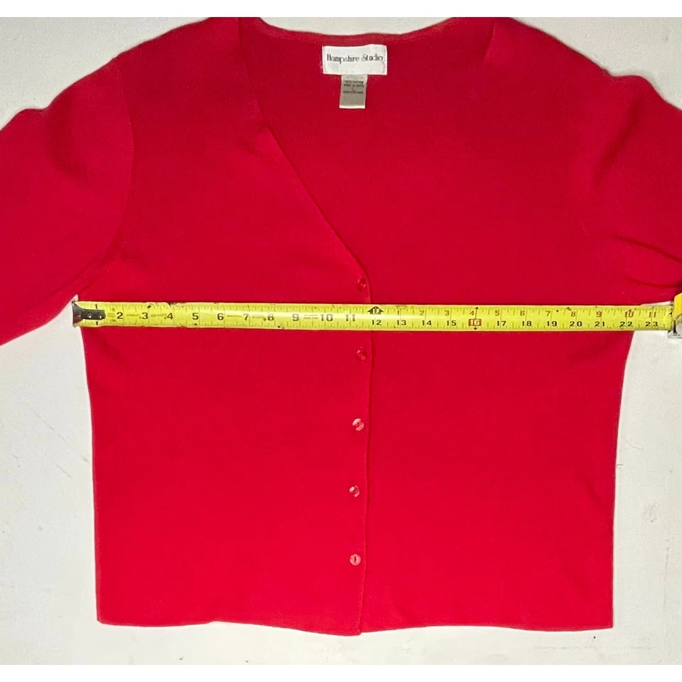 Cárdigan Suéter Vintage Hampshire Studio Rojo 100% Algodón Recortado Para Mujer’s L Foto 4 de 4