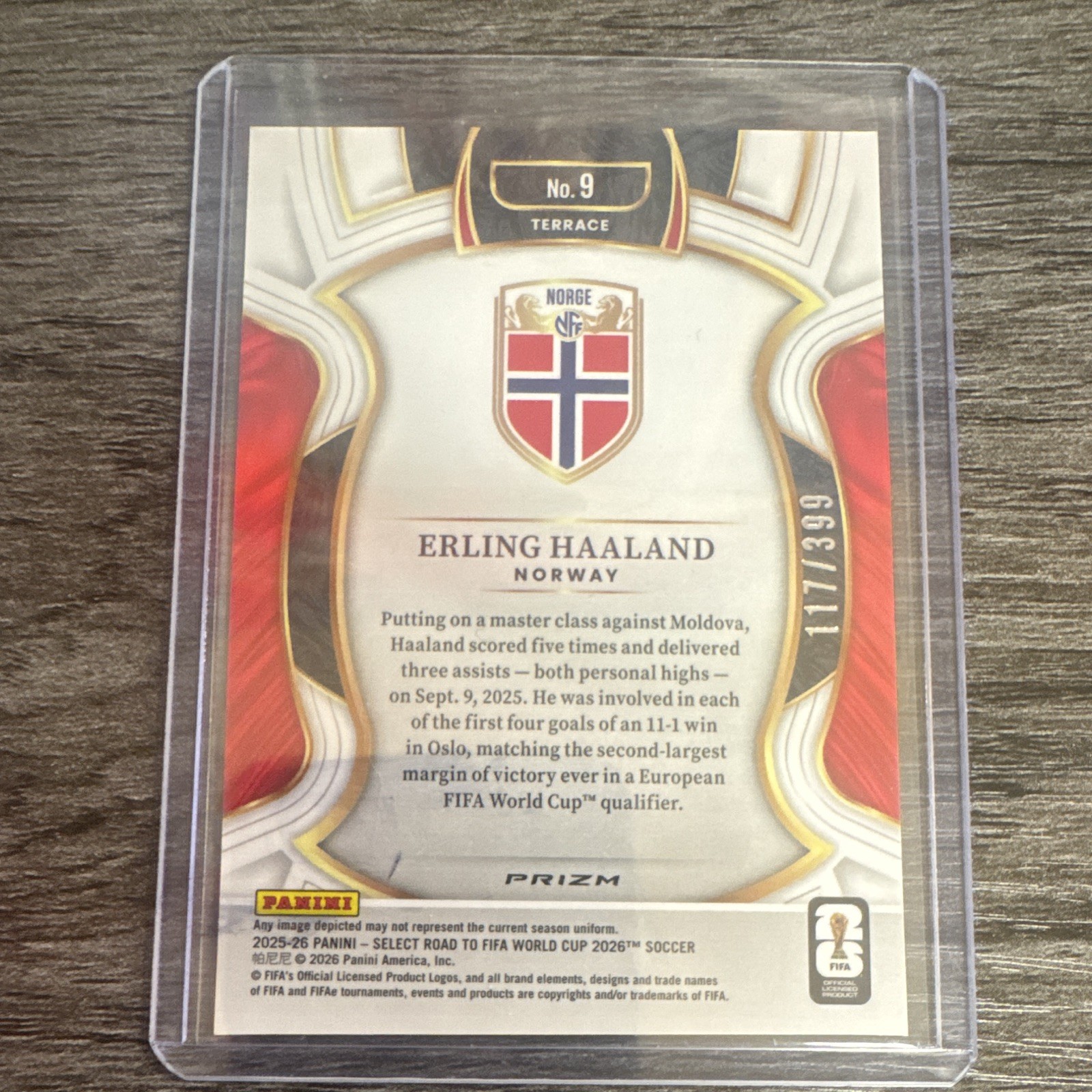 Panini 2025-26 Select Road to FIFA WC 2026 Erling Haaland Terrace Prizm #9 /399 view 2