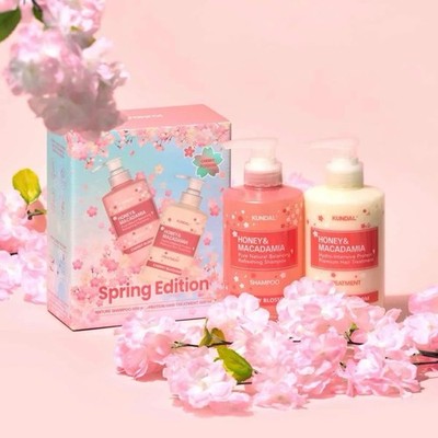 KUNDAL SPRING EDITION HONEY MACADAMIA CHERRY BLOSSOM SHAMPOO 16.9 & TREATMENT