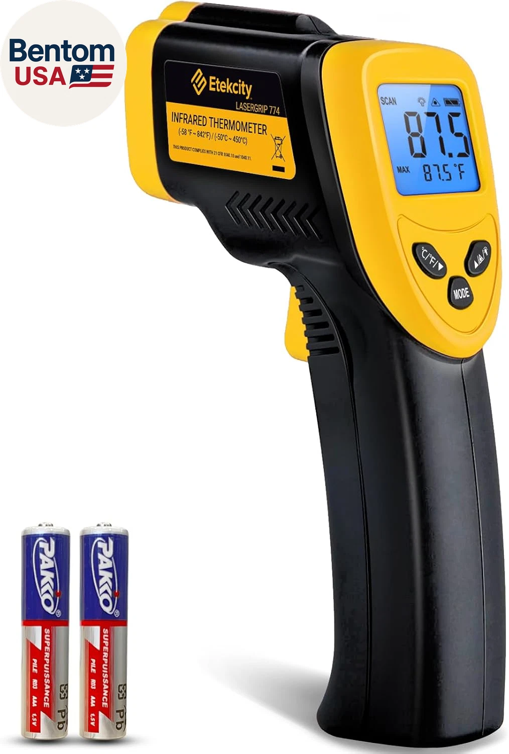 Infrared Thermometer Laser Temperature Gun 774, Meat Food Candy Oven Thermometer