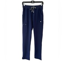 Figs women's Yola skinny scrub pants XXS navy yoga waistband pockets NWT