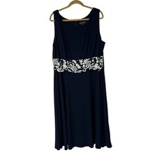 Jessica‎ Howard Navy Blue Floral Print Waistband Sleeveless Dress Sz 22W Women’s