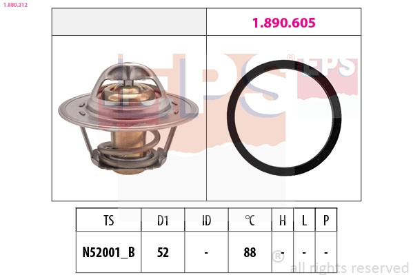 Thermostat de liquide de refroidissement EPS 1.880.312 pour Land Rover PEL10016