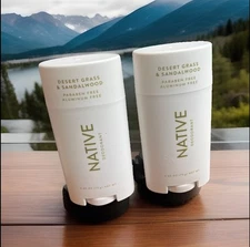 2 Pack of NATIVE Deodorant Desert Grass & Sandalwood Aluminum Free 2.65oz