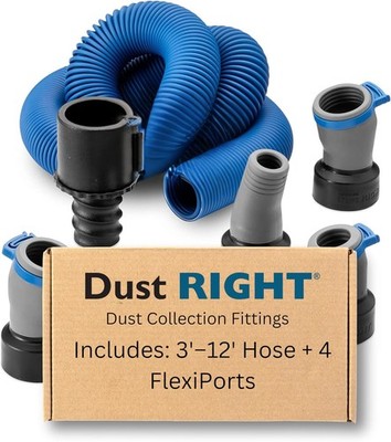 Dust Right Flexiport Power Tool Hose Kit 3 To 12' Expandable Hose 4 FlexiPorts
