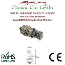 2X WHITE BA7S LED DASHBOARD GAUGE WARNING SWITCH BULB CLASSIC CAR GLB281 LLB281