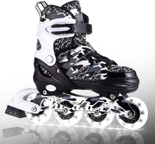 Kuxuan Boys Adjustable Inline Skates with Light up Wheels, Fun Illuminating Skat