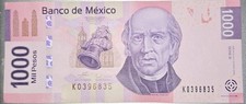 2006 MEXICO 1000 PESOS SERIAL MIGUEL HIDALGO PINK