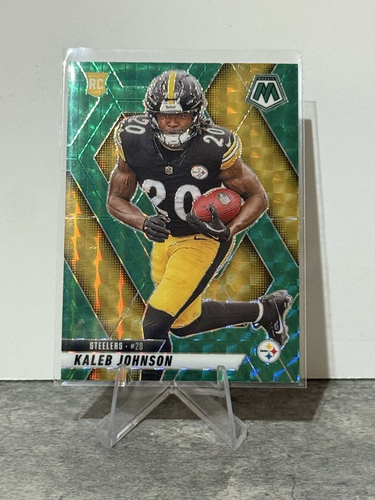 2025 Panini Mosaic Kaleb Johnson Green Mosaic #315 Pittsburg Steelers RC