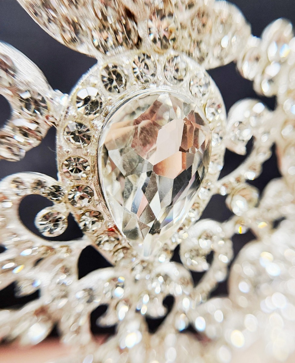 Homecoming Prom Headpiece, Quinceanera Crown, Silver Crystal 