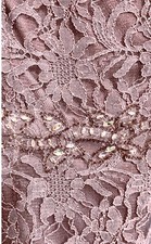 Elegant size 14 dusty lavender lace dress with sparkle and jeweled waist.