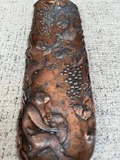 Japanese Mejii Period Bronze Tray Aesthetic Movement Monkeys & Grapes Motif Read