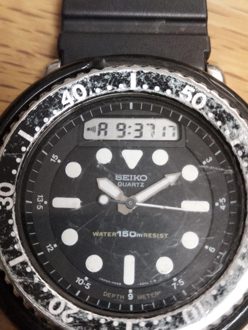 SEIKO H558 5000 Arnie Hybrid Diver Quartz Working 150m Black