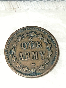Patriotic Civil War Token 332/336  Closed Wreath(Star Our Army Star)