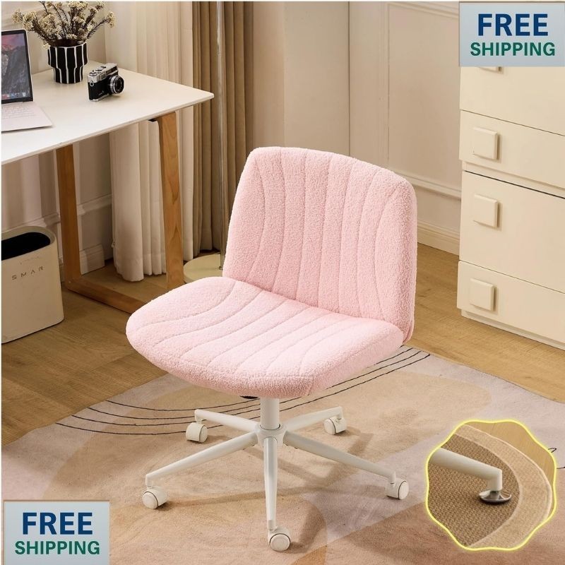 With Wheels Office Chair Wide Armless Desk Chair