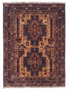 Rare Hand Knotted Vintage Afghan Zakani Balouch Wool Area Rug 4.6 x 3.1 Ft