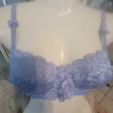Bare Luxury 34A NWOT Blue Underwire Semi-sheer Bra
